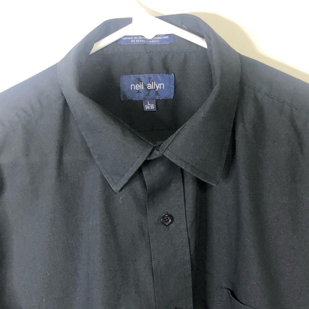 Neil Allyn black dress shirt collared button down long sleeved L 34/35 - Picture 4 of 10